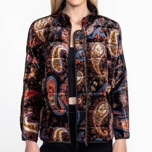 Johnny Was XS Sezana Velvet Paisley Dolman Sleeve Stand Collar Quilted Jacket